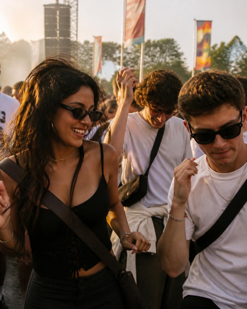 Vrienden op een zomerfestival in een Amsterdams park